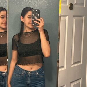 Sheer black glitter brandy Melville top